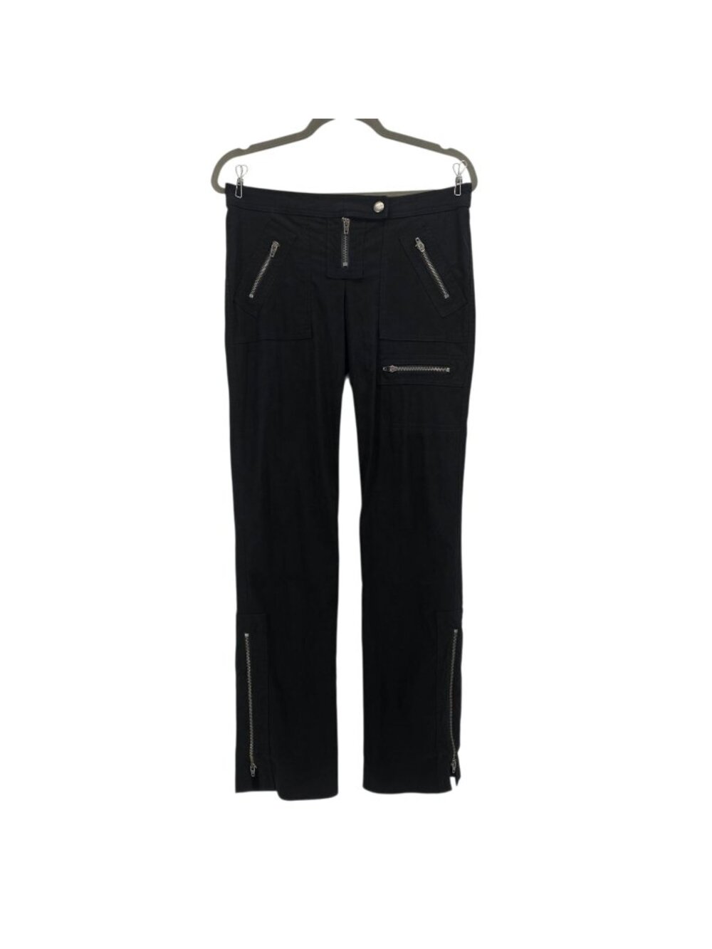Vintage Bebe Womens 8 Pants Zipper Ankles Straight Utility Black Pockets Stretch